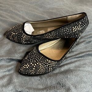 Vintage Y2K Women's Black and Gold studs Ballet-shoes